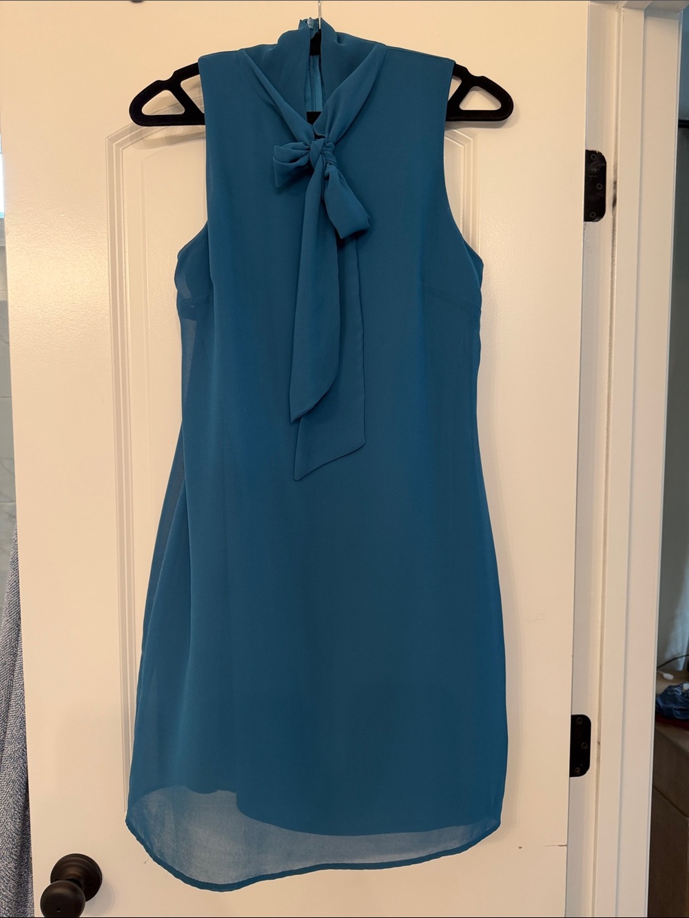 Mystic Teal Tie Neck Shift Dress Size Medium Stitch Fix